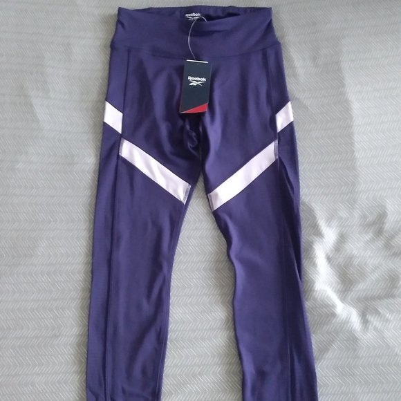 🆕Reebok Women's Training Essentials Workout Mesh Leggings, Dark Orchid, XS, NWT - Picture 7 of 12